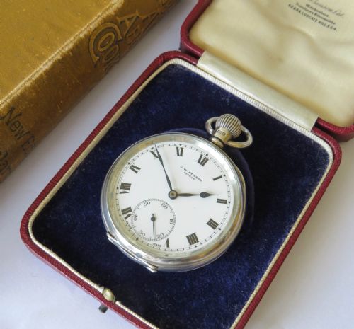 SILVER CYMA POCKET WATCH J W BENSON 1933
