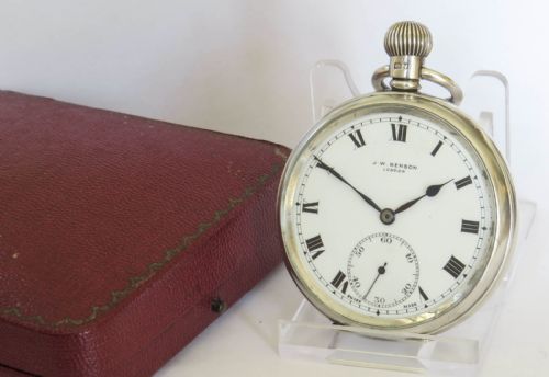 SILVER CYMA POCKET WATCH J W BENSON 1933 - ADDITIONAL PHOTO 1