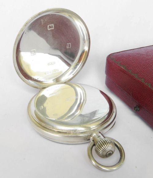 SILVER CYMA POCKET WATCH J W BENSON 1933 - ADDITIONAL PHOTO 2