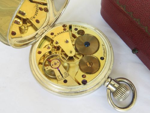 SILVER CYMA POCKET WATCH J W BENSON 1933 - ADDITIONAL PHOTO 3