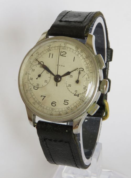 Gents Early 1940s Cyma Chronograph Wrist Watch