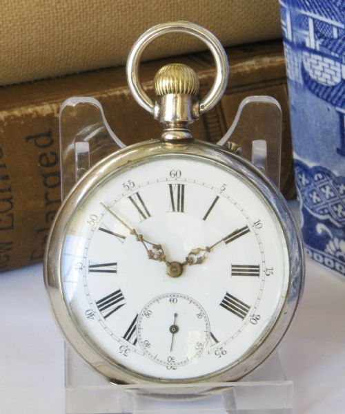 fig 1. Antique silver Longines pocket watch, 1883