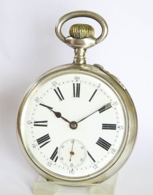 UNUSUAL ANTIQUE GOLIATH POCKET WATCH WITH CHAIN - ADDITIONAL PHOTO 1