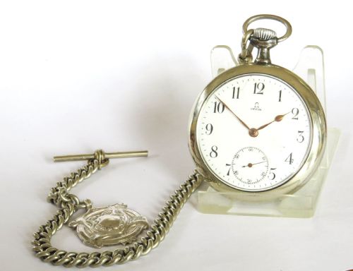ANTIQUE OMEGA POCKET WATCH AND CHAIN - ADDITIONAL PHOTO 1