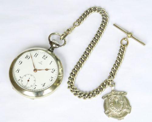 ANTIQUE OMEGA POCKET WATCH AND CHAIN - ADDITIONAL PHOTO 2
