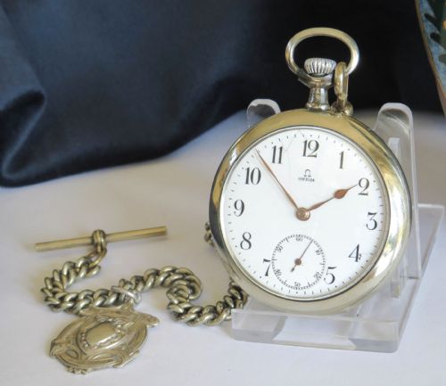 ANTIQUE OMEGA POCKET WATCH AND CHAIN