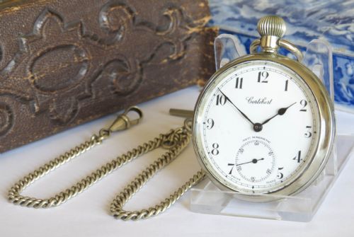 1930S CORTEBERT POCKET WATCH AND CHAIN