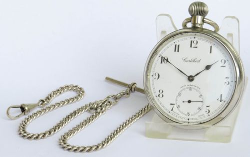 1930S CORTEBERT POCKET WATCH AND CHAIN - ADDITIONAL PHOTO 1