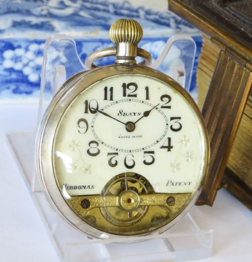 ANTIQUE HEBDOMAS PATENT 8DAY POCKET WATCH - ADDITIONAL PHOTO 2