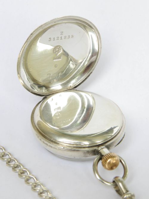 ANTIQUE SILVER OMEGA FOB WATCH AND CHAIN - ADDITIONAL PHOTO 2