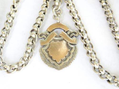 ANTIQUE SILVER WATCH ALBERT AND VICTORIAN SILVER VESTA - ADDITIONAL PHOTO 4