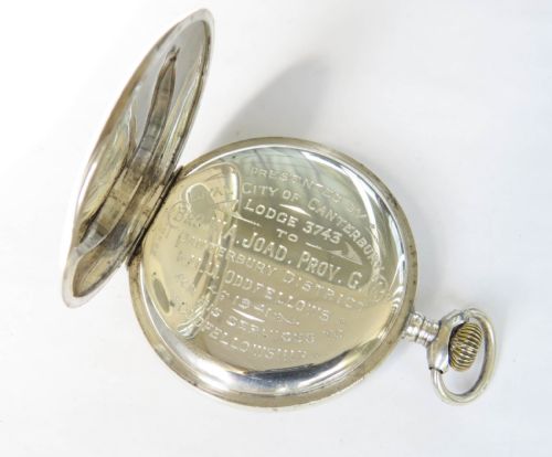 ANTIQUE SILVER POCKET WATCH ODDFELLOWS 1918 - ADDITIONAL PHOTO 2