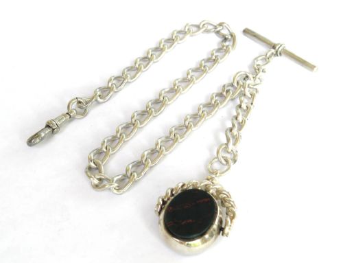 ANTIQUE SILVER POCKET WATCH ALBERT CHAIN SWIVEL - ADDITIONAL PHOTO 1