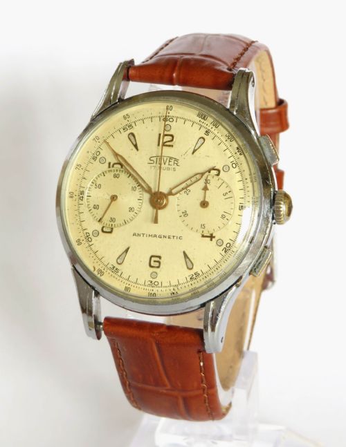 GENTS 1950S SILVER CHRONOGRAPH WRIST WATCH BY ANTOREMI