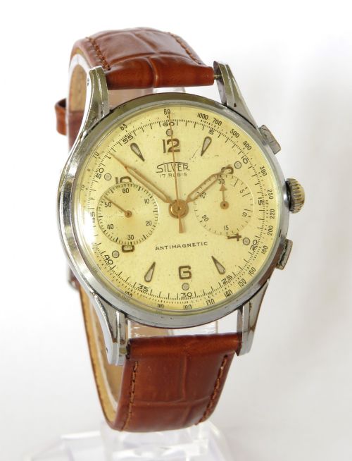 GENTS 1950S SILVER CHRONOGRAPH WRIST WATCH BY ANTOREMI - ADDITIONAL PHOTO 1