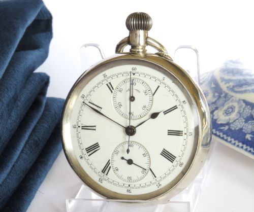 Antique Silver Stauffer & Co Iwc Chronograph Pocket Watch