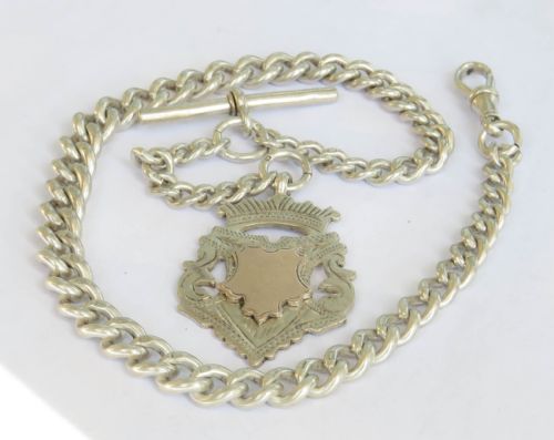 Antique Silver Pocket Watch Albert Chain, Skewen