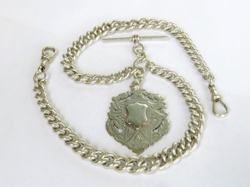 Antique Silver Double Pocket Watch Albert Chain / Necklace