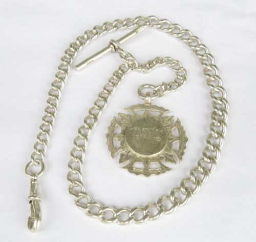 Antique Silver Pocket Watch Albert Chain, Great War Fob