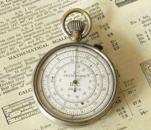 Antique Pocket Watch Type Slide Rule/calculator, C1890