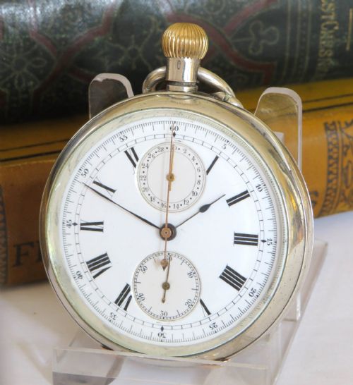 Antique Silver Chronograph Pocket Watch, Guinand