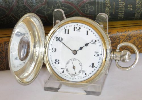 1930s Silver Hunter Pocket Watch, Bravery Award