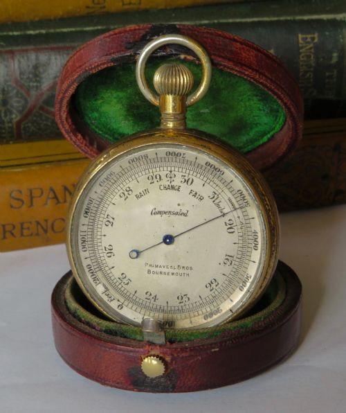 Antique Primavesi Pocket Barometer Altimeter