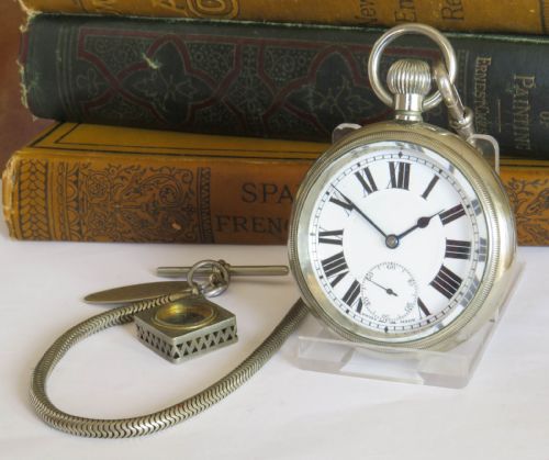 1930s Pocket Watch, Albert, Compass & Fob