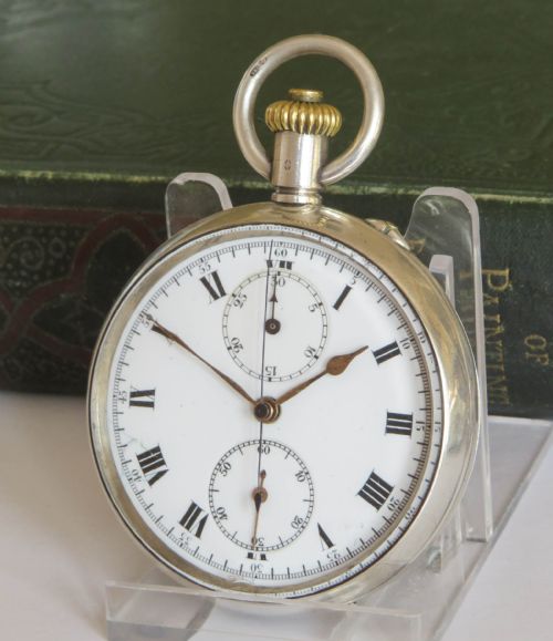 Antique Silver Chronograph Pocket Watch, 1919
