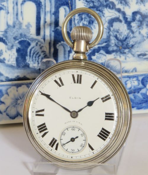 Antique Silver Elgin Pocket Watch, 1928