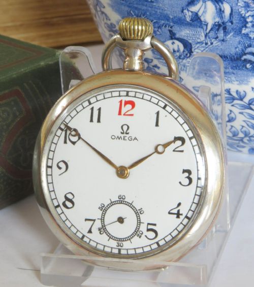 Antique Silver Omega Pocket Watch, 1916