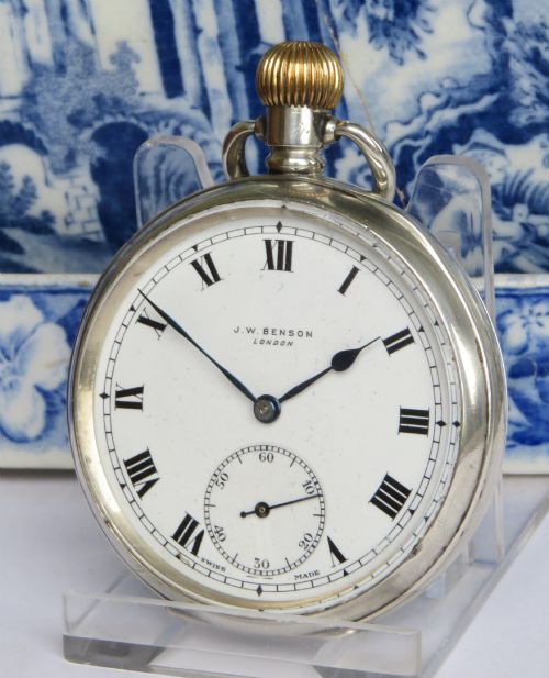 Antique Silver Cyma Pocket Watch for J W Benson