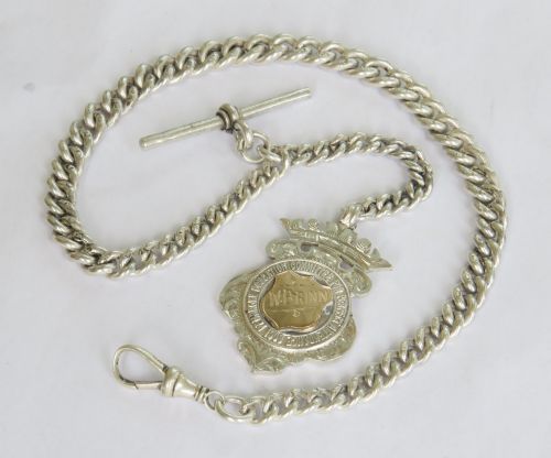 Antique Silver Pocket Watch Albert Chain, 1896