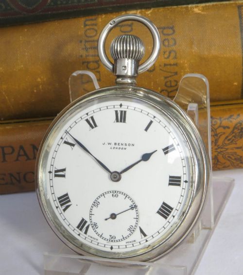 1936 silver Cyma pocket watch for J W Benson, lovely condition