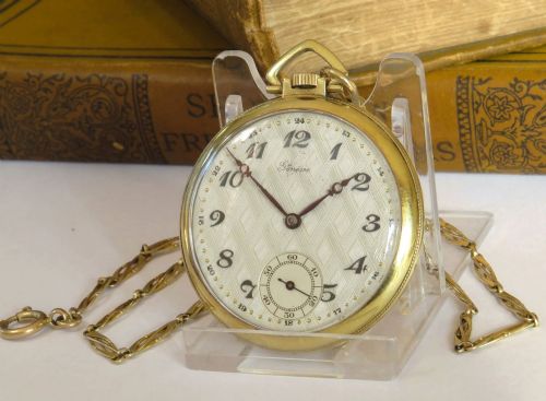 Art Deco Gold Plated Pocket Watch and Chain