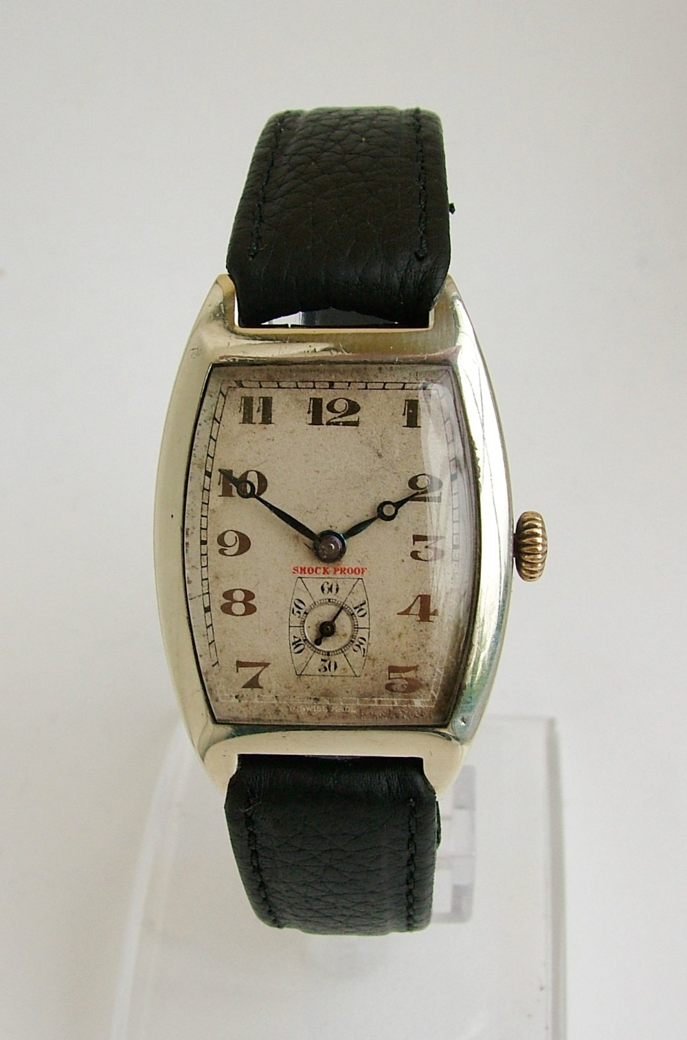 Gents vintage watch, 1930 Dimier Freres & Cie silver mens wrist watch