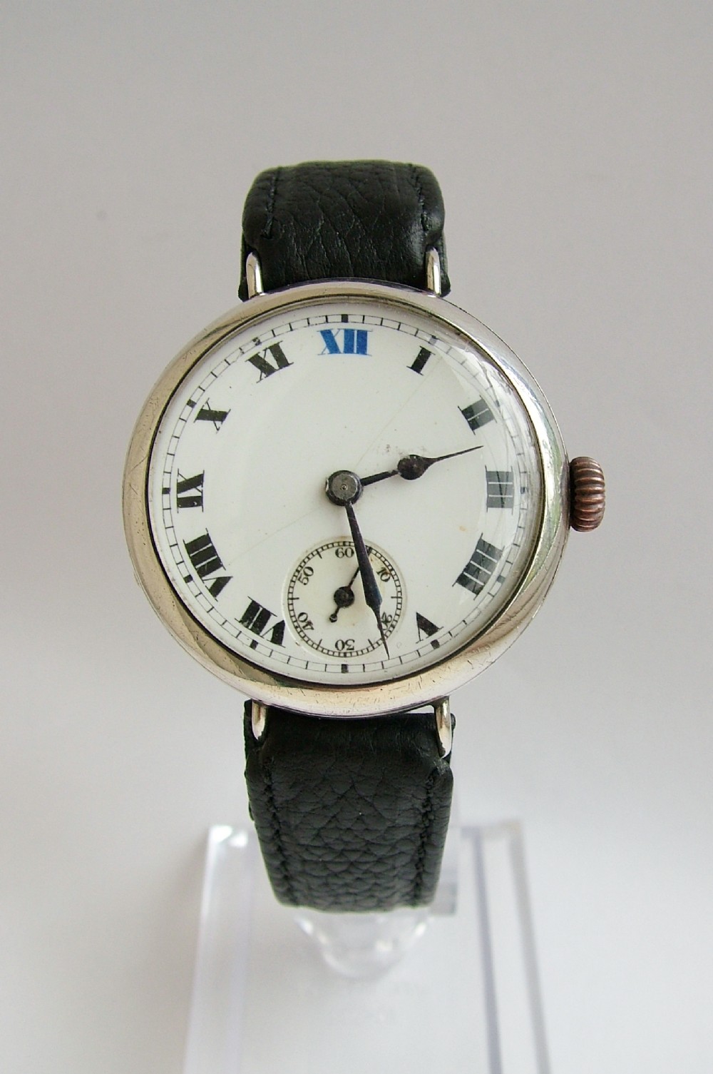 Antique gents WW1 1915 silver trench watch