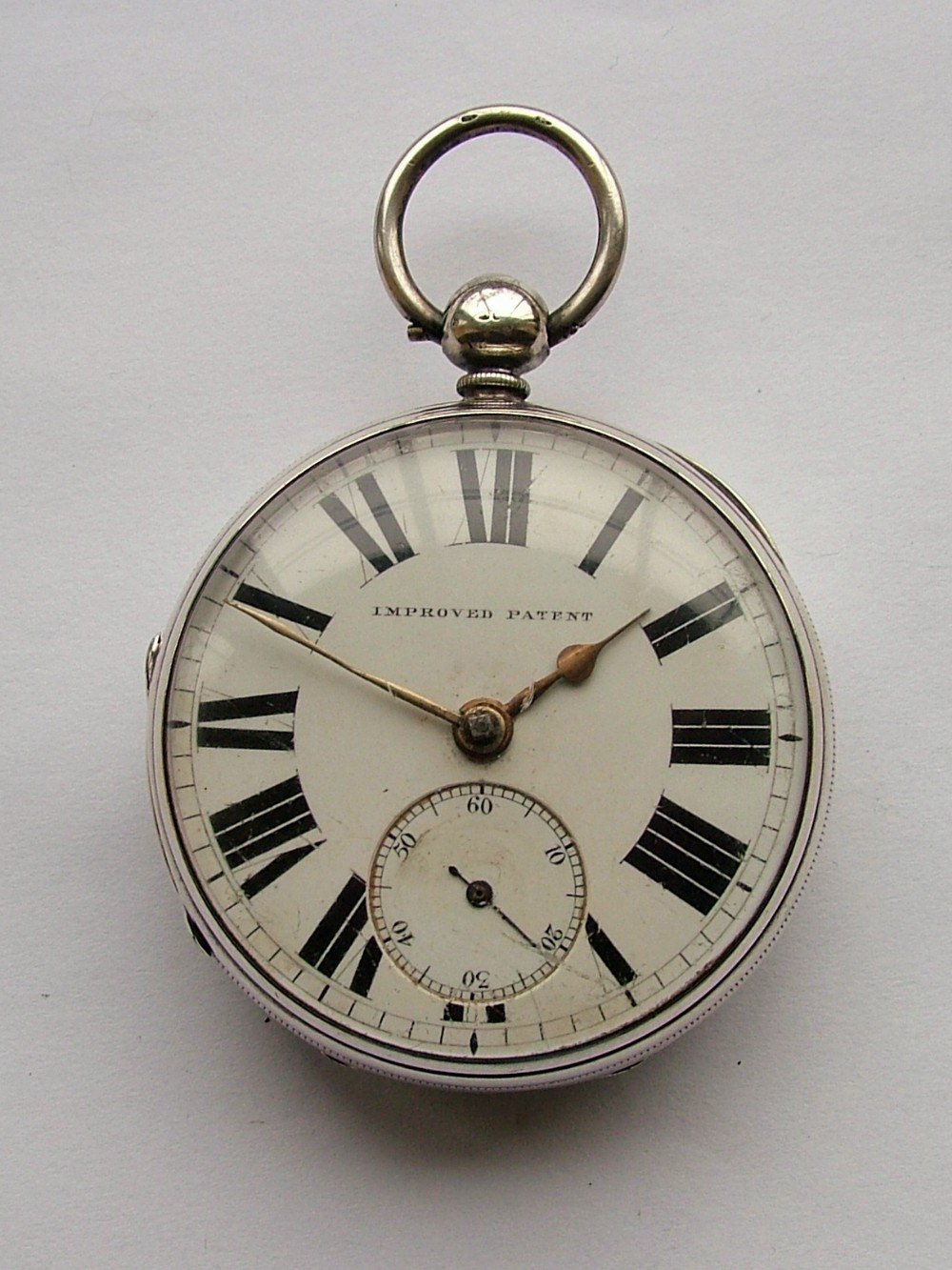 1875 silver Improved Patent fusee pocket watch