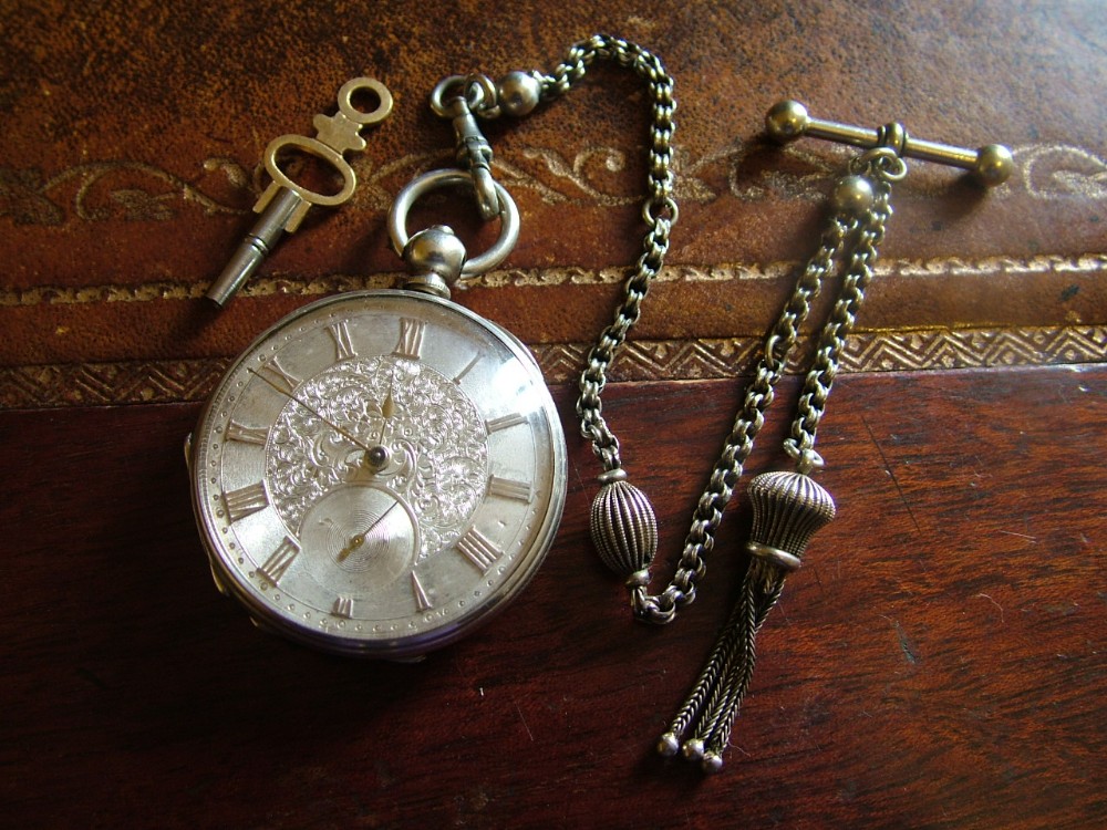 Antique Jules Girod pocket watch & albertina
