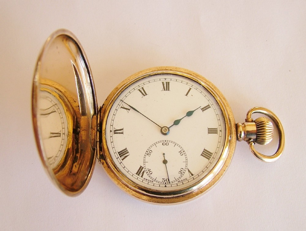 Vintage 1920s gold plated Vertex full hunter pocket watch