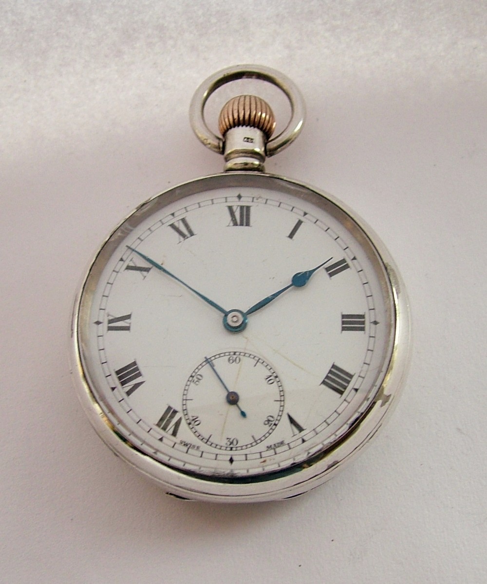 Antique 1907 silver Swiss stem winding pocket watch