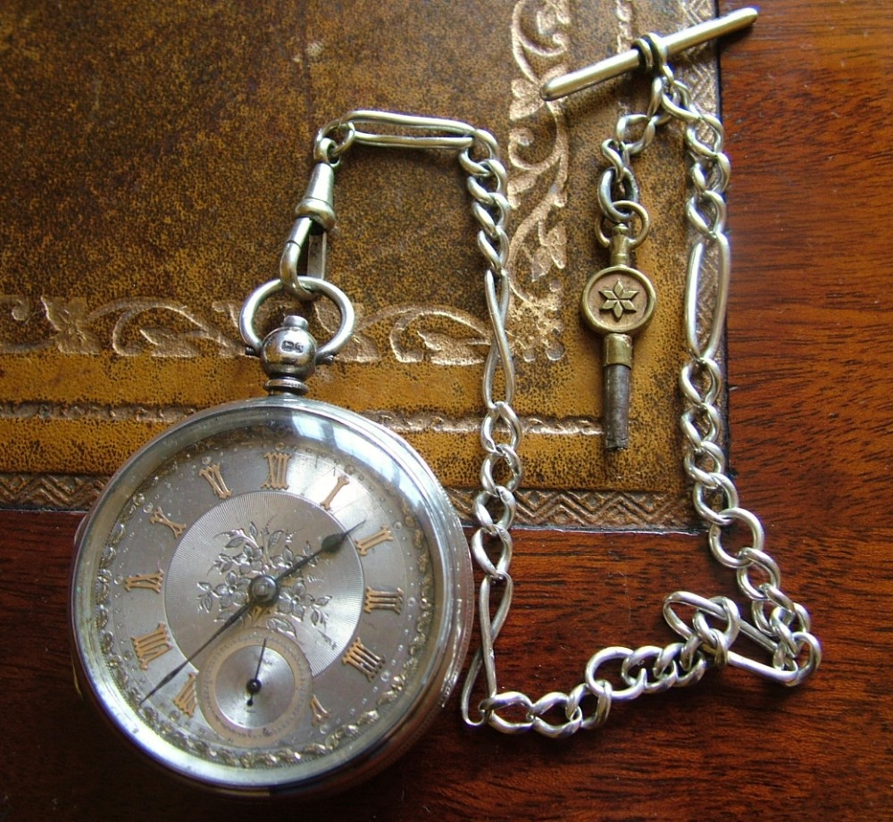 Antique silver fusee pocket watch, Ellesmere