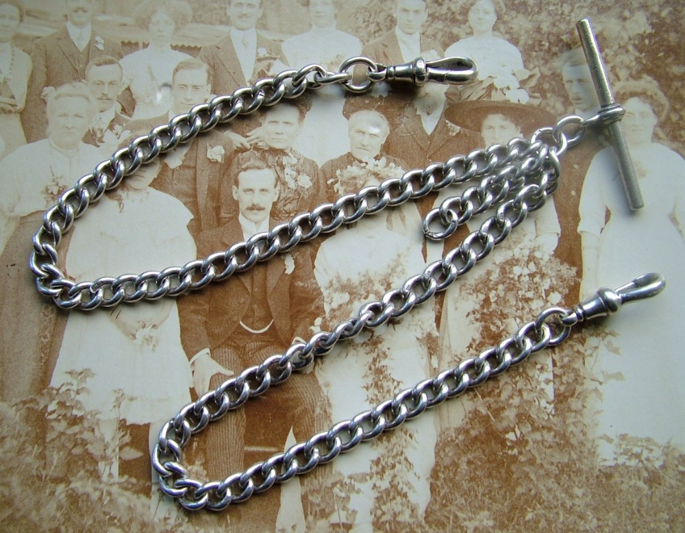 Silver double pocket watch albert, 1923