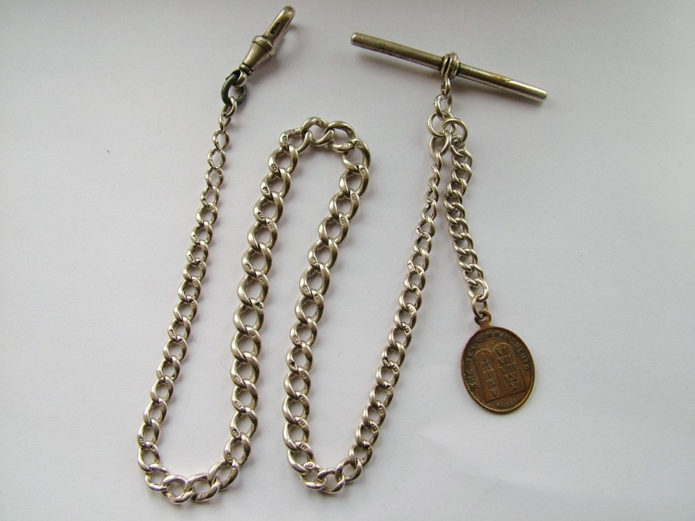 Antique silver pocket watch chain 