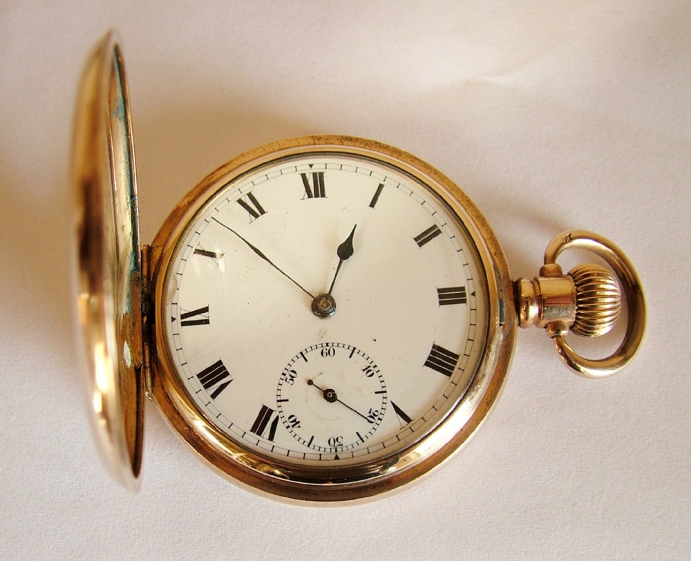 Vintage 1920s Swiss gold plated full hunter pocket watch