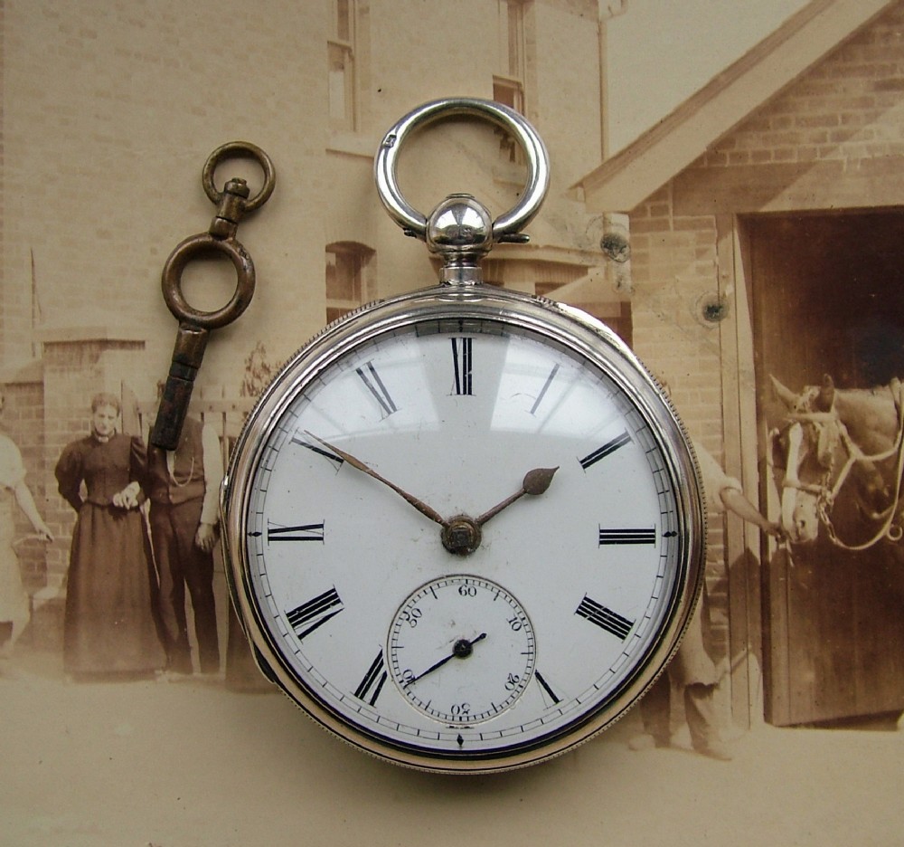Antique 1892 silver fusee pocket watch