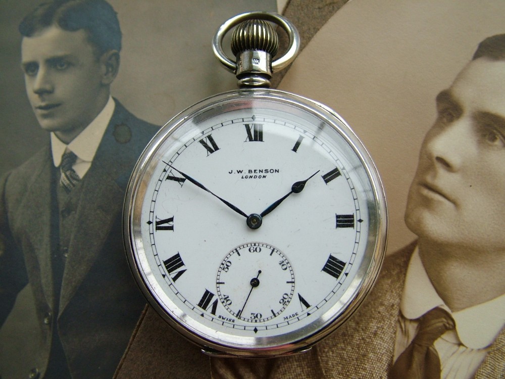 J W Benson silver pocket watch, 1937