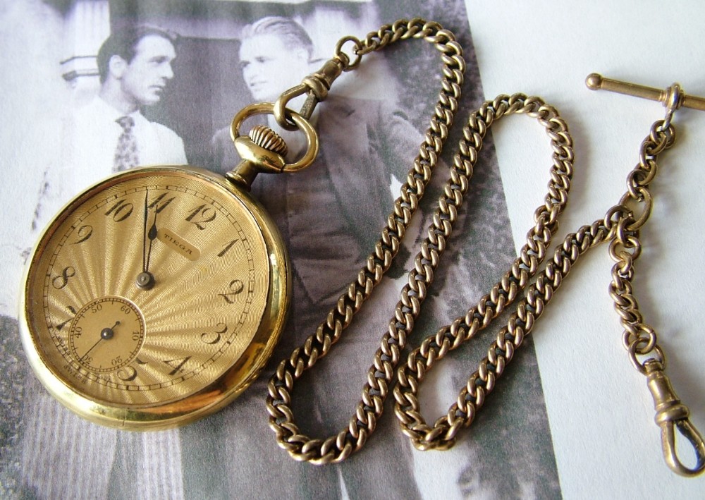 Art Deco Tièga pocket watch with chain