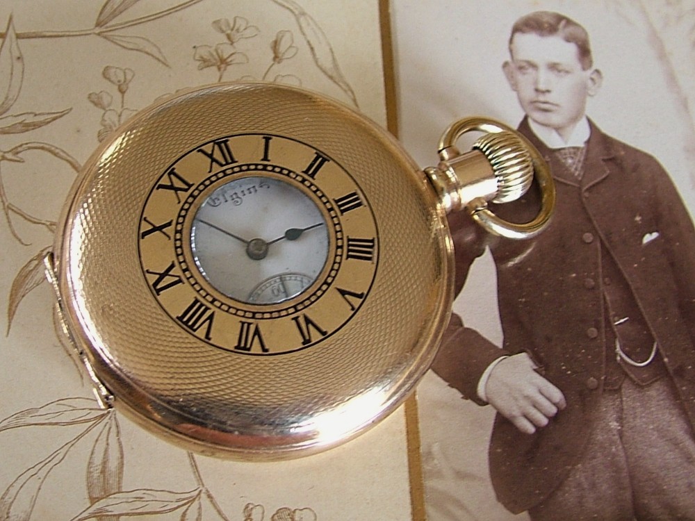 Antique Elgin half hunter pocket watch