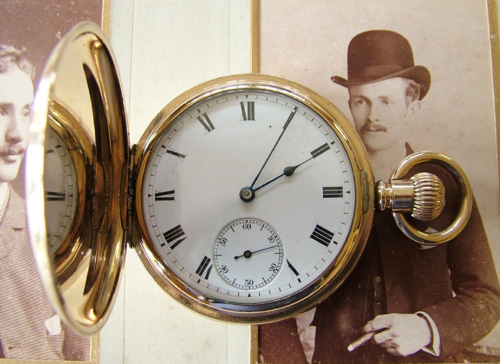 Antique 1907 14 ct gold filled Waltham full hunter pocket watch.